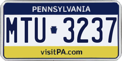PA license plate MTU3237