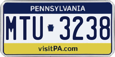 PA license plate MTU3238