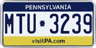 PA license plate MTU3239
