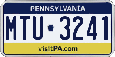 PA license plate MTU3241