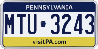 PA license plate MTU3243