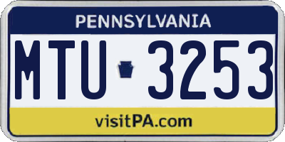 PA license plate MTU3253