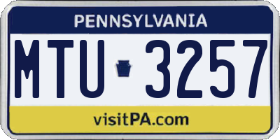 PA license plate MTU3257