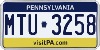 PA license plate MTU3258