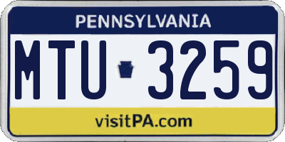 PA license plate MTU3259