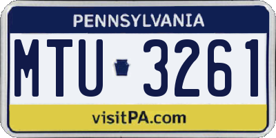 PA license plate MTU3261