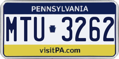 PA license plate MTU3262