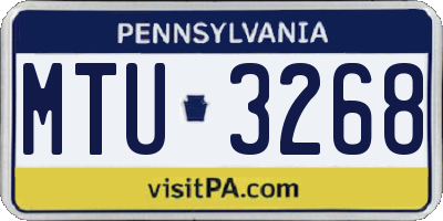 PA license plate MTU3268