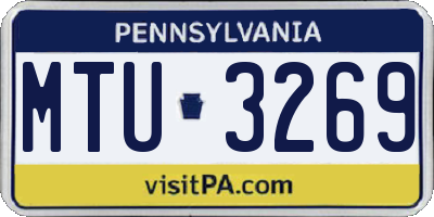 PA license plate MTU3269