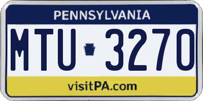 PA license plate MTU3270