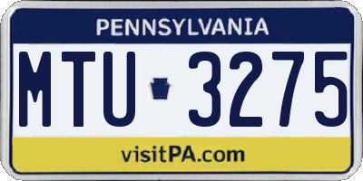 PA license plate MTU3275