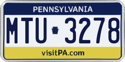 PA license plate MTU3278