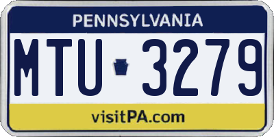 PA license plate MTU3279