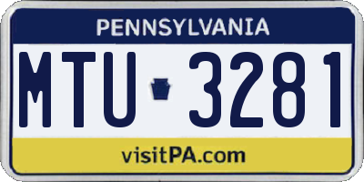 PA license plate MTU3281