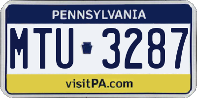 PA license plate MTU3287