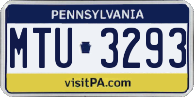 PA license plate MTU3293