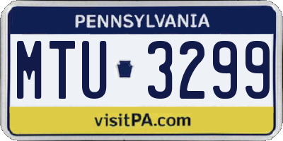 PA license plate MTU3299
