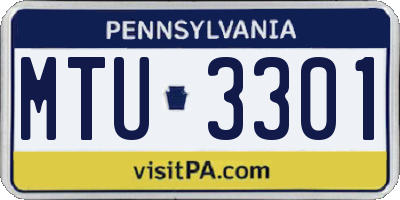 PA license plate MTU3301