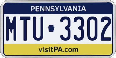 PA license plate MTU3302