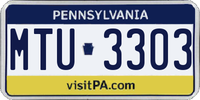 PA license plate MTU3303