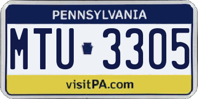 PA license plate MTU3305