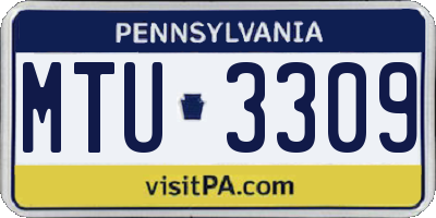 PA license plate MTU3309