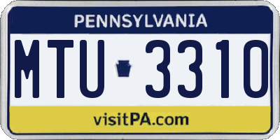 PA license plate MTU3310