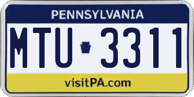 PA license plate MTU3311