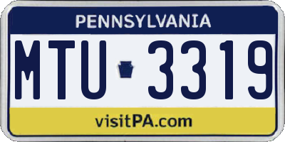 PA license plate MTU3319