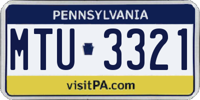 PA license plate MTU3321