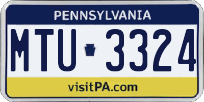 PA license plate MTU3324