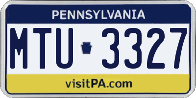 PA license plate MTU3327