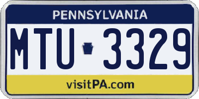 PA license plate MTU3329