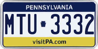 PA license plate MTU3332
