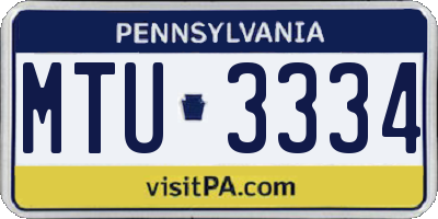 PA license plate MTU3334
