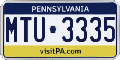 PA license plate MTU3335
