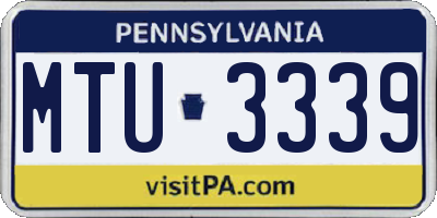 PA license plate MTU3339