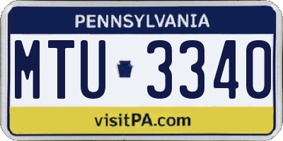 PA license plate MTU3340