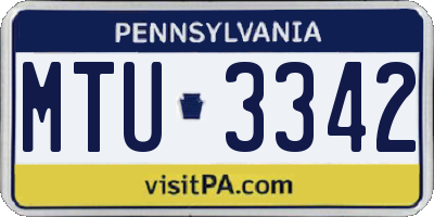 PA license plate MTU3342