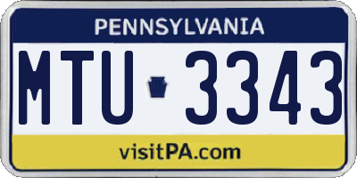 PA license plate MTU3343