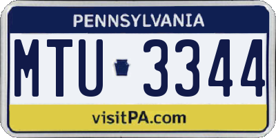 PA license plate MTU3344