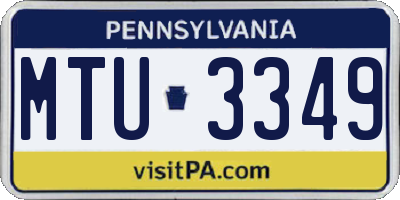 PA license plate MTU3349