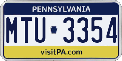 PA license plate MTU3354