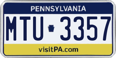 PA license plate MTU3357