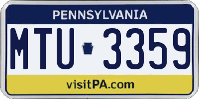 PA license plate MTU3359