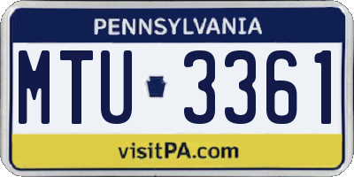 PA license plate MTU3361