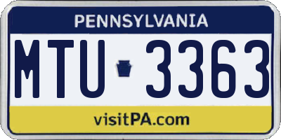 PA license plate MTU3363