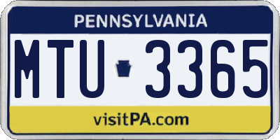 PA license plate MTU3365
