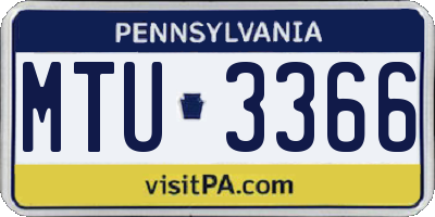 PA license plate MTU3366