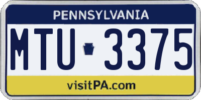 PA license plate MTU3375